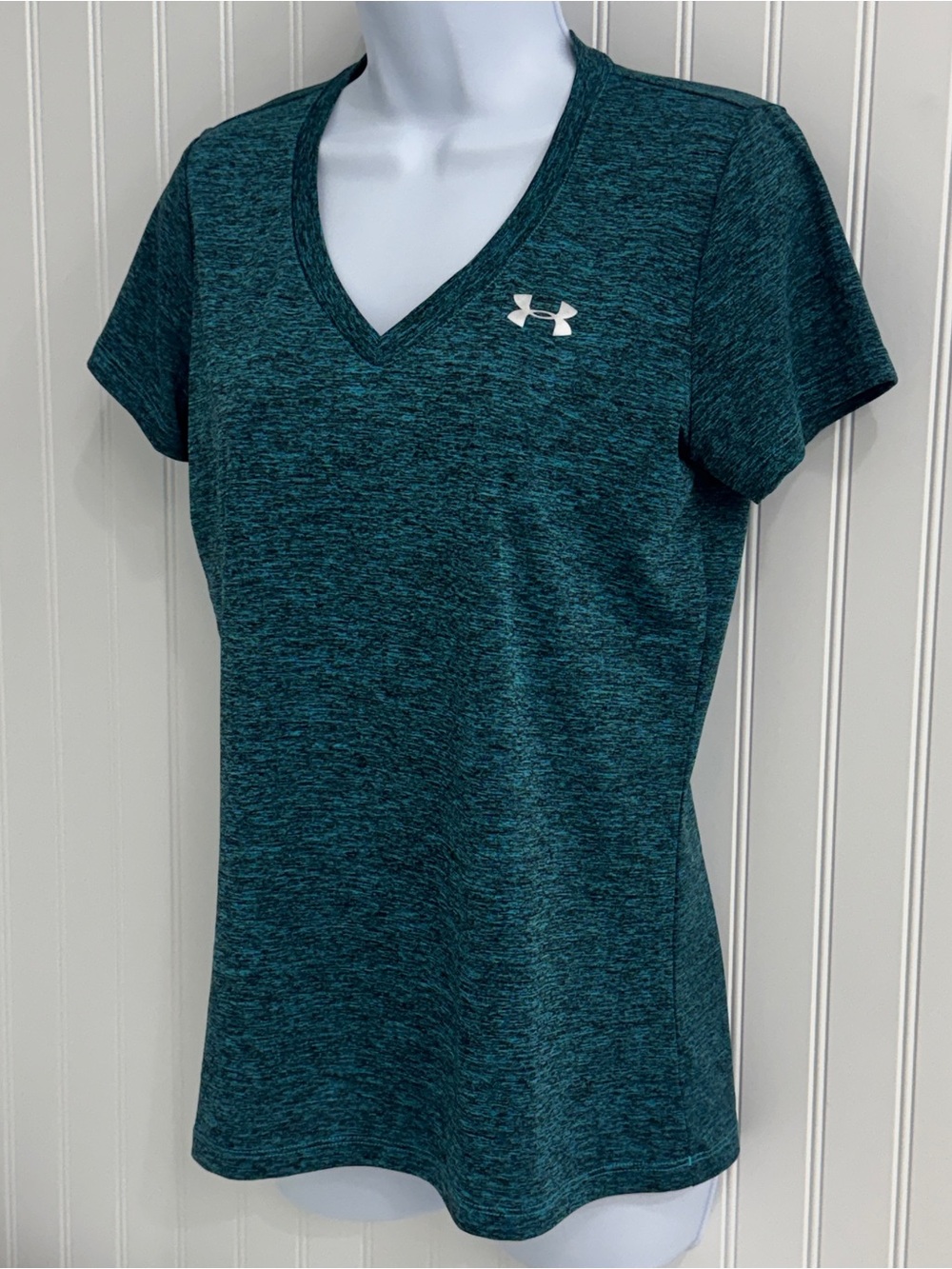 Under Armour Women's V-Neck Performance Tee - Teal/Black Heather